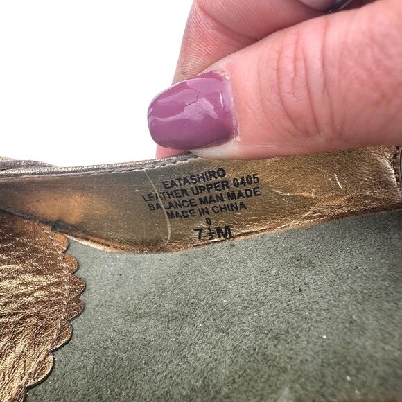 Enzo Angiolini Olive Green & Gold Eatashiro Slingback Heels Size 7.5 - Picture 10 of 11